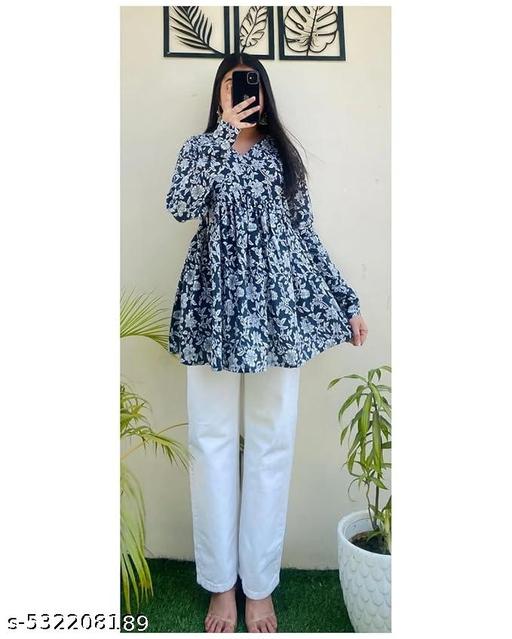 Women Rayon Printed Short Kurti