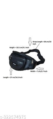 MISHK PU Leather Fanny Pack Waist Bag | Travel Pouch Passport Holder for Men & Women | Travel Handy Hiking Zip Pouch Money Phone Belt Bum Bag (Black)