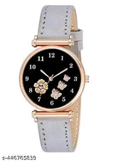 Flower Designer Leather Women's and Girl's Watch Analog Watches And Free Gift
