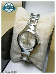 Fancy Flower Design Metal Chain Analog Watch For Womens & Girls