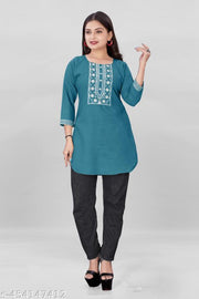 stylelist short kurti with embroidered work