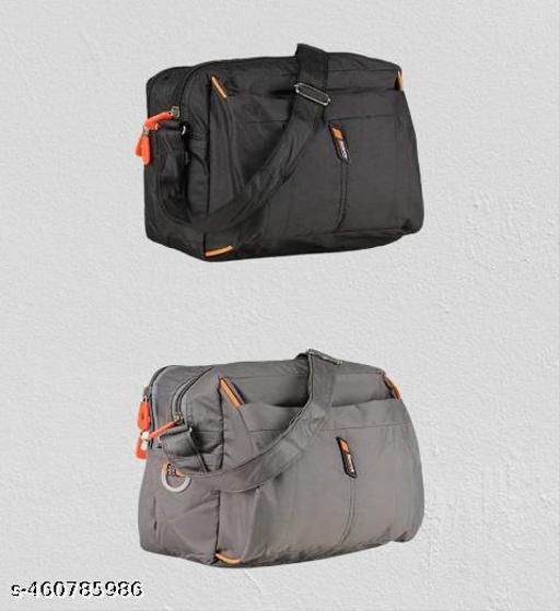 Men & Women's Cross Body Travel Sling Bag || Polyster Sling Bag || Cross Body Utility || Travel Bag || Office Business Messenger Bag || One Side Shoulder Bag for Men and Women Unisex || (Black + Grey)