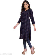 Rayon Printed Kutri - Straight Kurti.