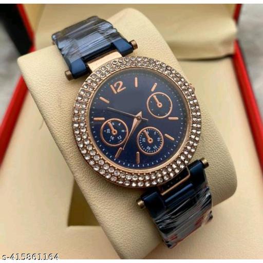 Medboo Blue Dial Diamond In Cash Blue Belt DB Grils and Women Wrist Watch