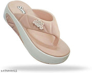 Vintex Women Sandals for Women Stylish Casual Comfortable Daily Wear Footwear, Trendy Flat Open Toe Slip-On Sandals for Ladies, Lightweight Soft Sole Walking Sandals for Office, College, Travel and Everyday Use (614-PINK PLATFORMS SANDAL FOR WOMEN)
