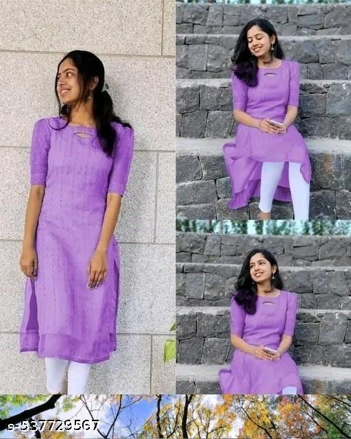 Daily Wear Luxurious Organza Kurti with Embroidery and Sequence Work for Women A-Line Fancy Kurti