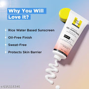 SunScoop Ceramides & Rice Water Gel Sunscreen | SPF 50+ PA++++ | For Oily & Combination Skin | Oil-Free Finish | Sweat-Free | Lightweight Formula | Protects Skin Barrier | No White Cast, Lightweight, Non Sticky | 45g