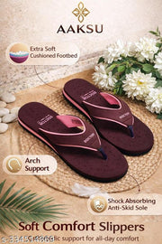 Aaksu DOCTOR ORTHOCOMFY Soft Women's Diabetic & Orthopedic Light Weight Slippers FlipFlops maroon pink