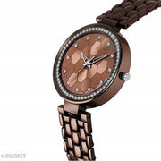 Bolun  Diamond Studded Analogue Brown Dial Women's Watch with Brown Color Bracelet