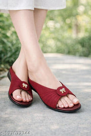 Unique Sandals Red Slipper for Women , Women's Fashion Sandal Faux Leather, Comfortable & Stylish Wedges Ideal for Casual & Formal Occasions, Comfortable Lycra Slippers For Women, Flats for Women Stylish Latest Girls Unique