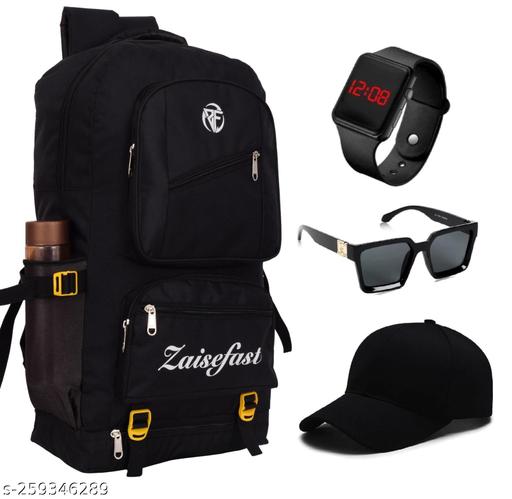 zaisefast New Branded Trekking Bag 55 L For travel ,sport camping ,Hiking Trekking & Mountaineering Luggage Bags Unisex Rucksack ,Weekender Travel and Led Square,cap,sunglass  Watch For Mens,Womens,Boys and Girls