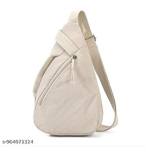 Nylon Chest Sling Bag Crossbody Shoulder Bag Lightweight Travel Daypack Zipper Storage Unisex Men Women Bag (Any 1 Color)