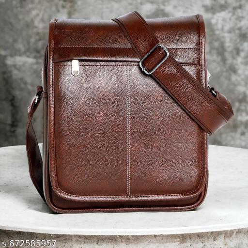 Brown Men Sling Bag Men’s Premium PU Leather Sling Bag – Compact Crossbody Side Bag