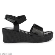 Falistozz Trendy Women Black Platform Sandal | Stylish Casual & Party Wear Sandals for Girls | Comfortable Daily Use Footwear