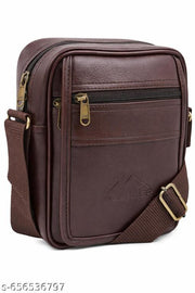 Vegan Leather Sling Cross Body Travel Office Messenger One Side Shoulder Bag for Men, Women & Boys