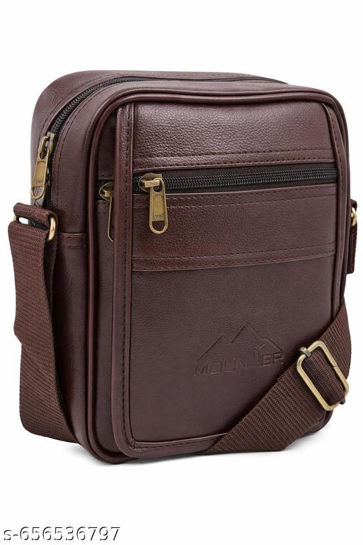 Vegan Leather Sling Cross Body Travel Office Messenger One Side Shoulder Bag for Men, Women & Boys