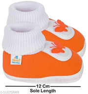 Neska Moda 3 To 12 Months Cotton Baby Booties/Baby Shoes (Orange) -SK143