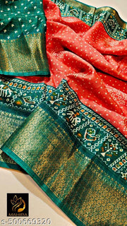 Dola Silk Cheks Jaquard Printed Saree With Blouse