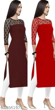 Casual American Crepe Round-Neck 3/4th Length Sleeves (45"Inches)