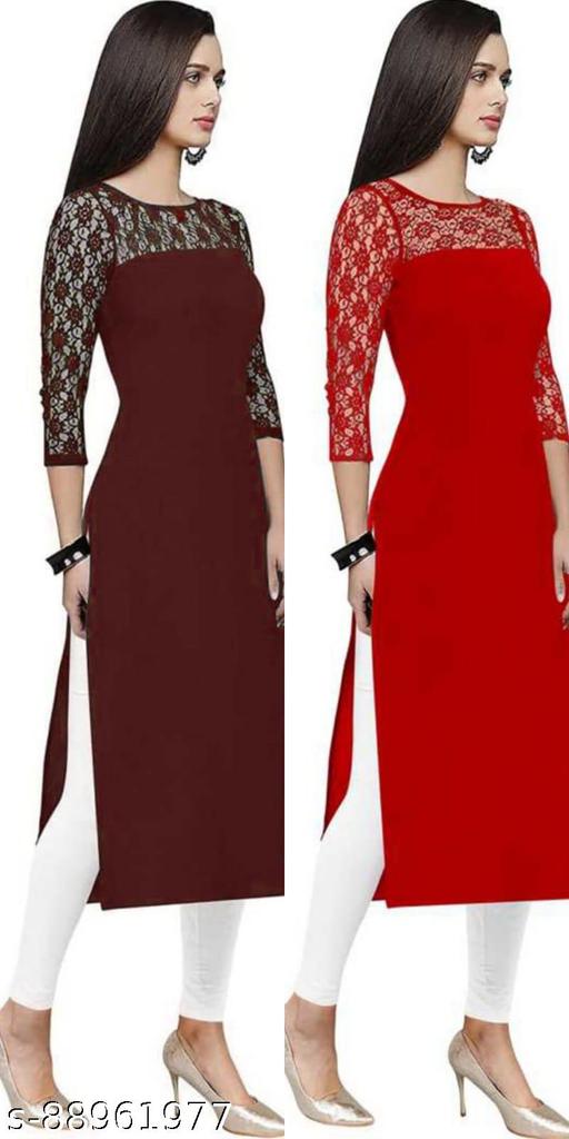 Casual American Crepe Round-Neck 3/4th Length Sleeves (45"Inches)