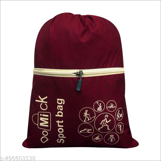 Polyester Waterproof Drawstring Multipurpose use Backpack Light Weight/Washable/Reusable With Zip pocket Reusable for Men Women (39X34 CM) COLOR BROWN PACK OF 1