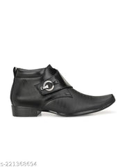 Men's Black Synthetic Leather Derby Formal Shoes - MRJ143