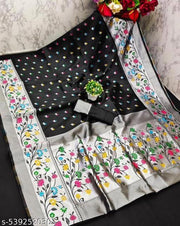 Glowing Paithani Silk Saree With Ethnic Blouse Piece
