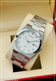 Premium Quality Pattern Black Dail Stainless Steel Strap Royal Look Analog Watch For Men&Boys