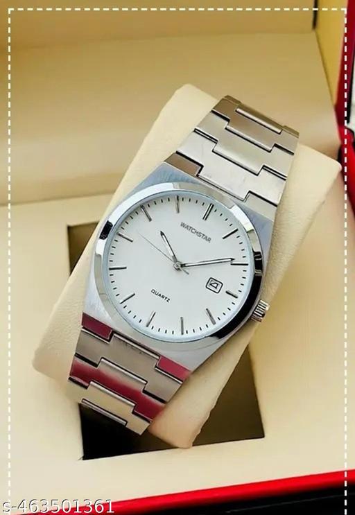 Premium Quality Pattern Black Dail Stainless Steel Strap Royal Look Analog Watch For Men&Boys