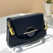 Stylish look sling bag,latest and trendy Sling Bag for girl & Women|Stylish Black Glossy Handbag with Gold ChainStylish new sling bag for Girls and women,