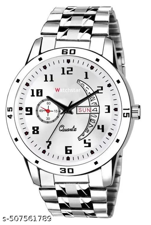 Men's Steel Chain White Men style Boys Hand Watch Gents 2023 Luxury Design Steel Chain New Model Analog Watch - For Boys