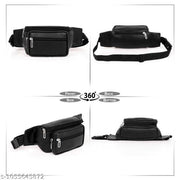 Bags Waist Bag, I A F Bags Waist Pouch. IAF Bags Waist Bag for Men | Black Leatherette Fanny Pack | Chest Bag with 4 Zips | Travel Pouch. 2.Pu Leather Waist Pouch for Men | Black Fanny Pack Chest Bag | Travel Bag for Phone & Cash