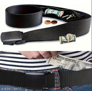 Money Belts for Travel for Men, Nylon Military Tactical Mens Belt with Zinc Alloy Buckle, Security Travel Money Belt with Hidden Money Pocket - Black