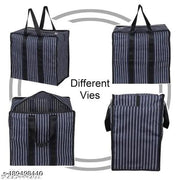 Combo Pack of 2 Canvas & Polyester Shopping Bags Strong Handles Reinforced Handles jhola Bag and Base Heavy Bag/Multipurpose Storage Organizer and with Zipper On Top (Black)