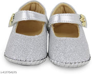 Neska Moda 6 To 12 Months Newborn Baby Girls Belly Shoe Fancy Partywear Soft Baby Sandal Booties (Toe to Heel Length - 12 cm, Gold, Silver)-BT915andBT1353