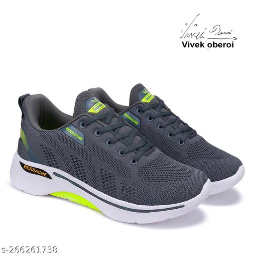 Bersache Lightweight Sports ? Shoes Sole Comfortable Outdoor, Running, Walking, Gym, Training, Trekking and Hiking Shoes for Men (Grey)