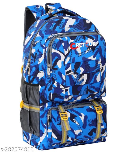 Military Print Backpack Hiking Bag Trekking Bag for Men Women Rucksack - 55 L  (Blue)