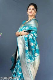 Embellished Jacquard Designer Banarasi silk Saree With Unstiched Blouse Pcs