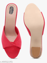 Taydol Women Fancy slip-on Block medium Heel Peach velvet woven design pvc sole open toe Sandal (33)