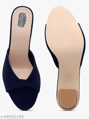 Taydol Women Fancy slip-on Block medium Heel Navy Blue velvet woven design pvc sole open toe Sandal (33)
