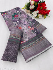 COTTON LILAN DIGITAL PRINTED SAREE