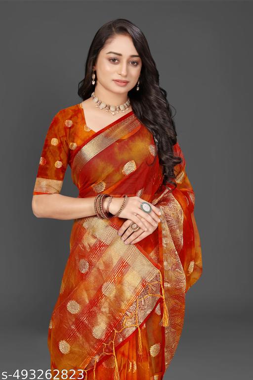 NEW FANCY ORGANZA SAREE  MULTY COLOUR SAREE