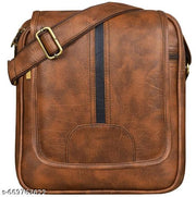 LOREM Tan Casual Faux Leather Cross  Sling Bag For Men SL01
