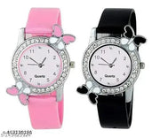 Girls and Woman Watch Gorgoues Butterfly Diamond & Fancy Wrist Types Professional Looking Party Wear Fashionable Watch Analog Watch For Girls Birthday Gift buy 1 get 1 free combo