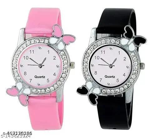 Girls and Woman Watch Gorgoues Butterfly Diamond & Fancy Wrist Types Professional Looking Party Wear Fashionable Watch Analog Watch For Girls Birthday Gift buy 1 get 1 free combo