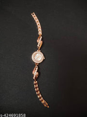SJE Premium mini Analog watch for ladies stone design rose gold