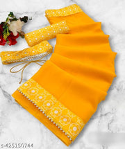 DISHA FASHION SHIBORI  DIGITAL PRINT LACE BORDER  (Digital blouse)  GEORGETTE WEDDING,PARTY,FESTIVAL WEAR BOLLYWOOD SAREE.