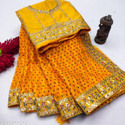 Fency Disener Georgette Pretty Sarees With New Fency  Border With Blouse Piece.