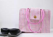 Stylish jute handbag for women |shopping and travel bag with mobile pouch and 2 zipper lock