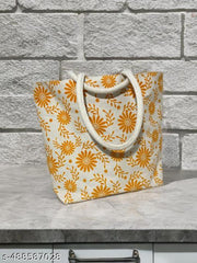 Stylish Yellow Floral Canvas Bag with Studded Handles & Coin Pocket - Affordable and Trendy